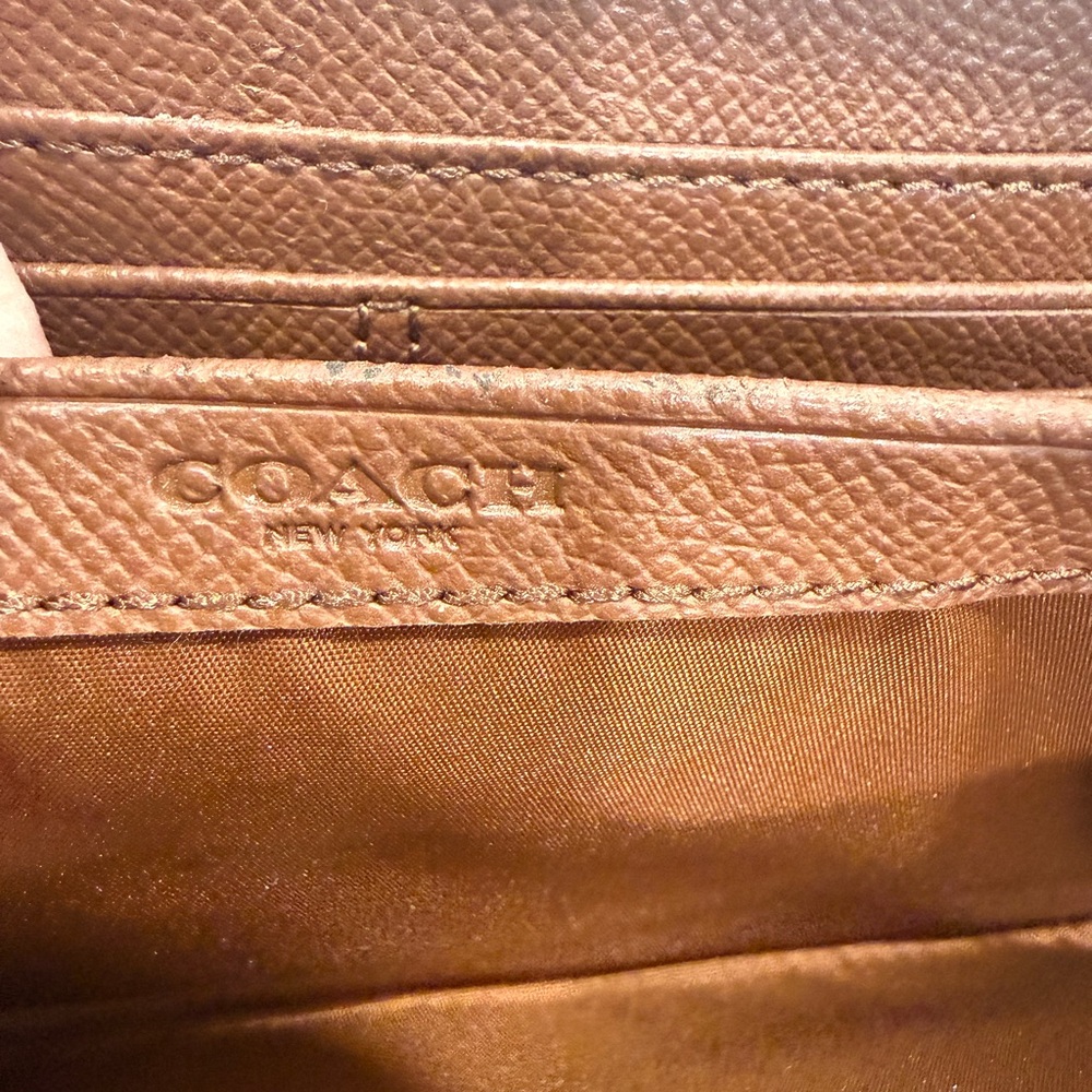 Coach Tan Signature Pattern Wallet - Picture 12 of 16